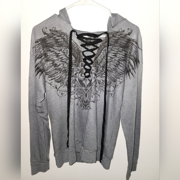 Affliction Aviana Hooded Sweatshirt Medium - Picture 3 of 6